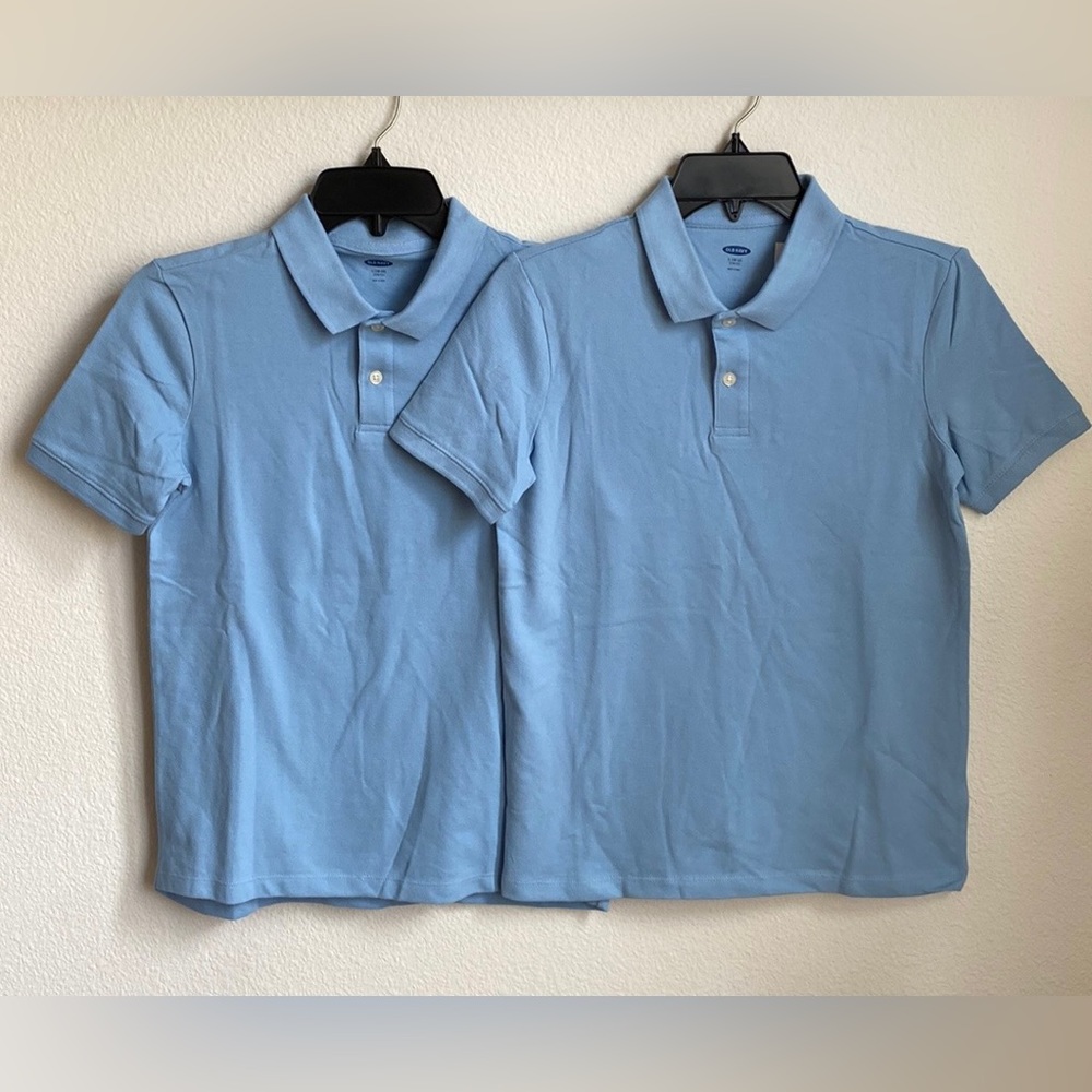 🆕2/$20 Old Navy Boys School Uniform Pique Polo Monet Blue Shirt Large (10-12)